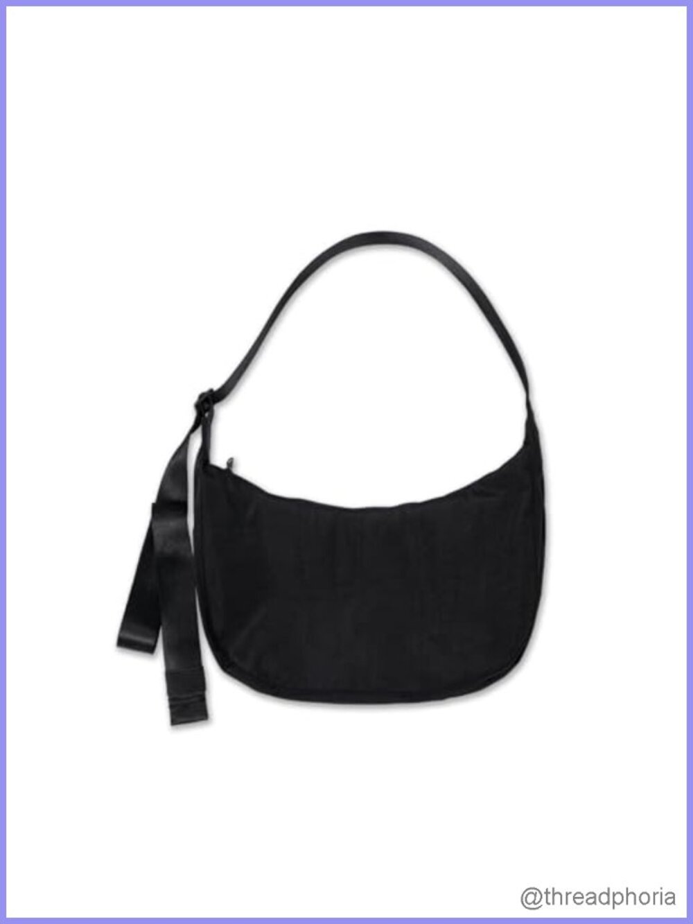 Nylon Slouchy Crescent Crossbody Bag with Adjustable Strap